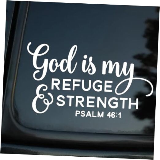 2PCS God is My Refuge & Strength Vinyl Decal, 9.84"x5.51" Waterproof White