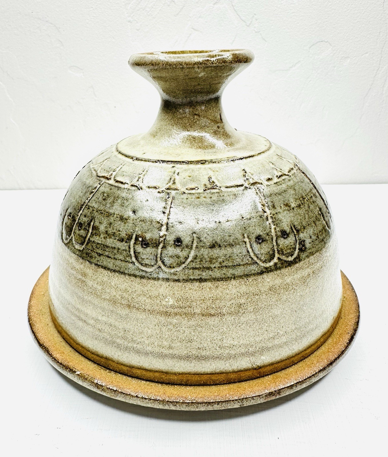 Signed Kahler 1976 Studio Art Pottery Covered Dish with Bottom Plate Ceramic