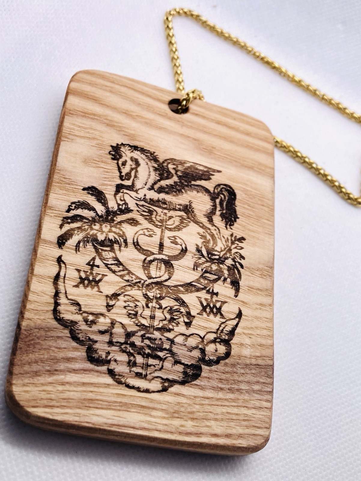Laser Engraved Ash Pegasus Caduceus Pass Card Case Wristlet Wallet Bag Charm