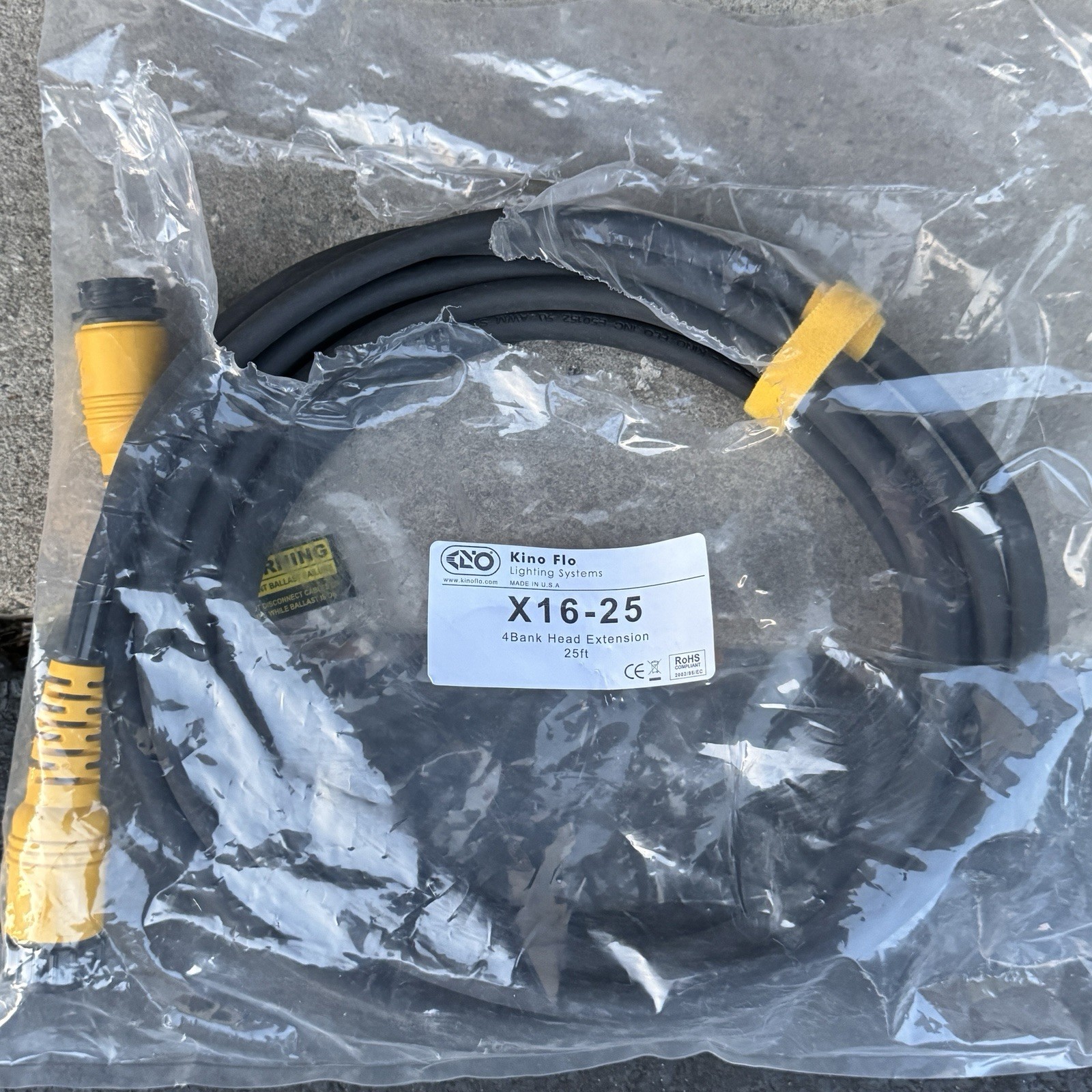 25ft Feeder Cable Extension for Kino Flo 4 Bank Head - Fluorescent Film Light