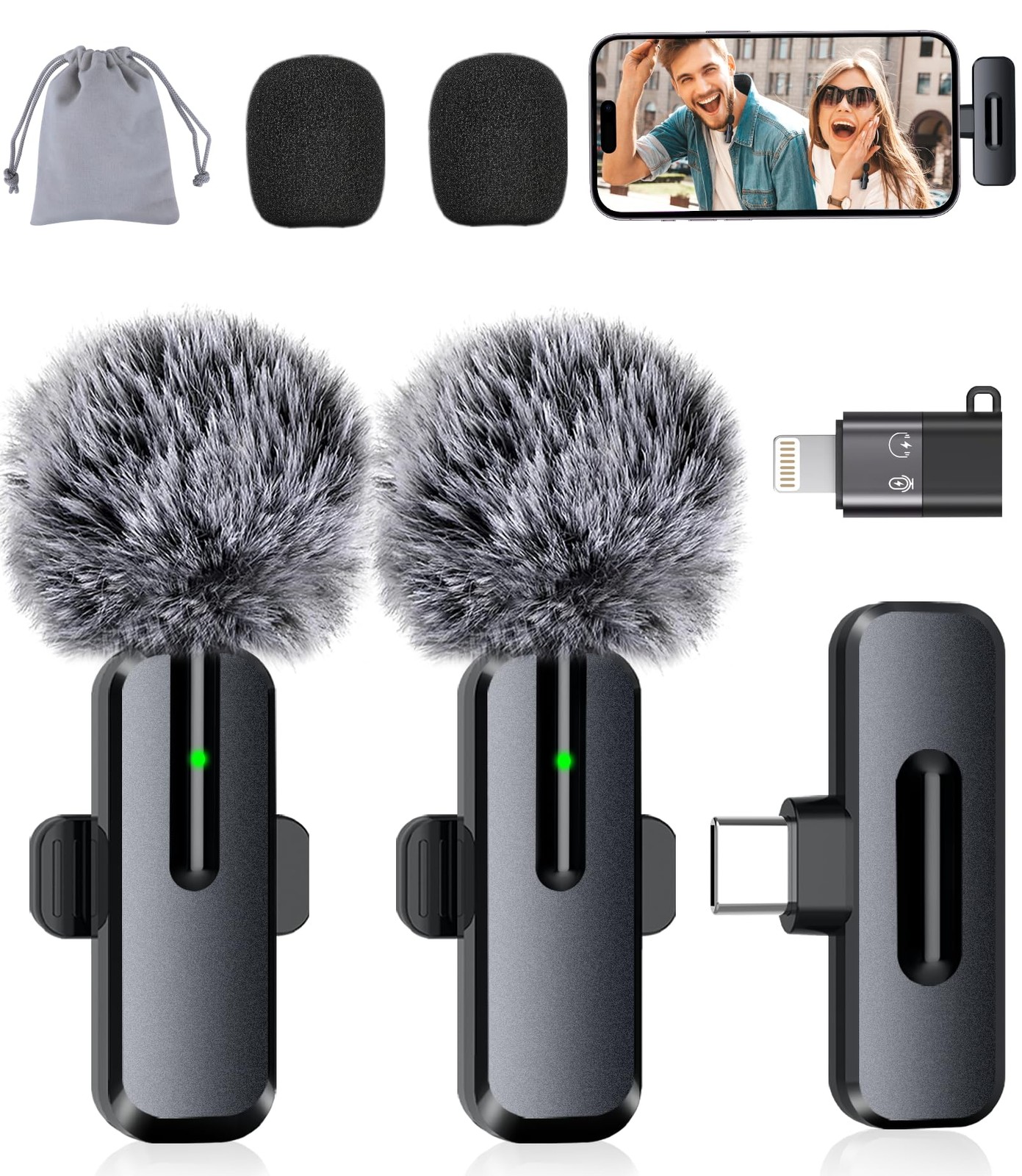 Wireless Mini Microphone for iPhone  2 Pack Lavalier Bluetooth Microphone for...