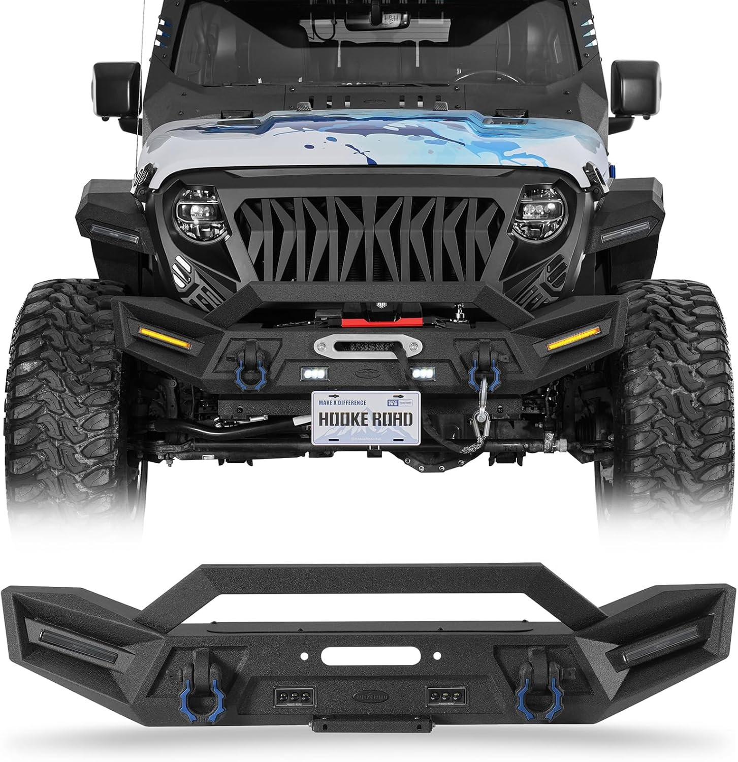 Different Trail X Front Bumper for 2018-2026 Jeep Wrangler JL & Gladiator JT 2/4