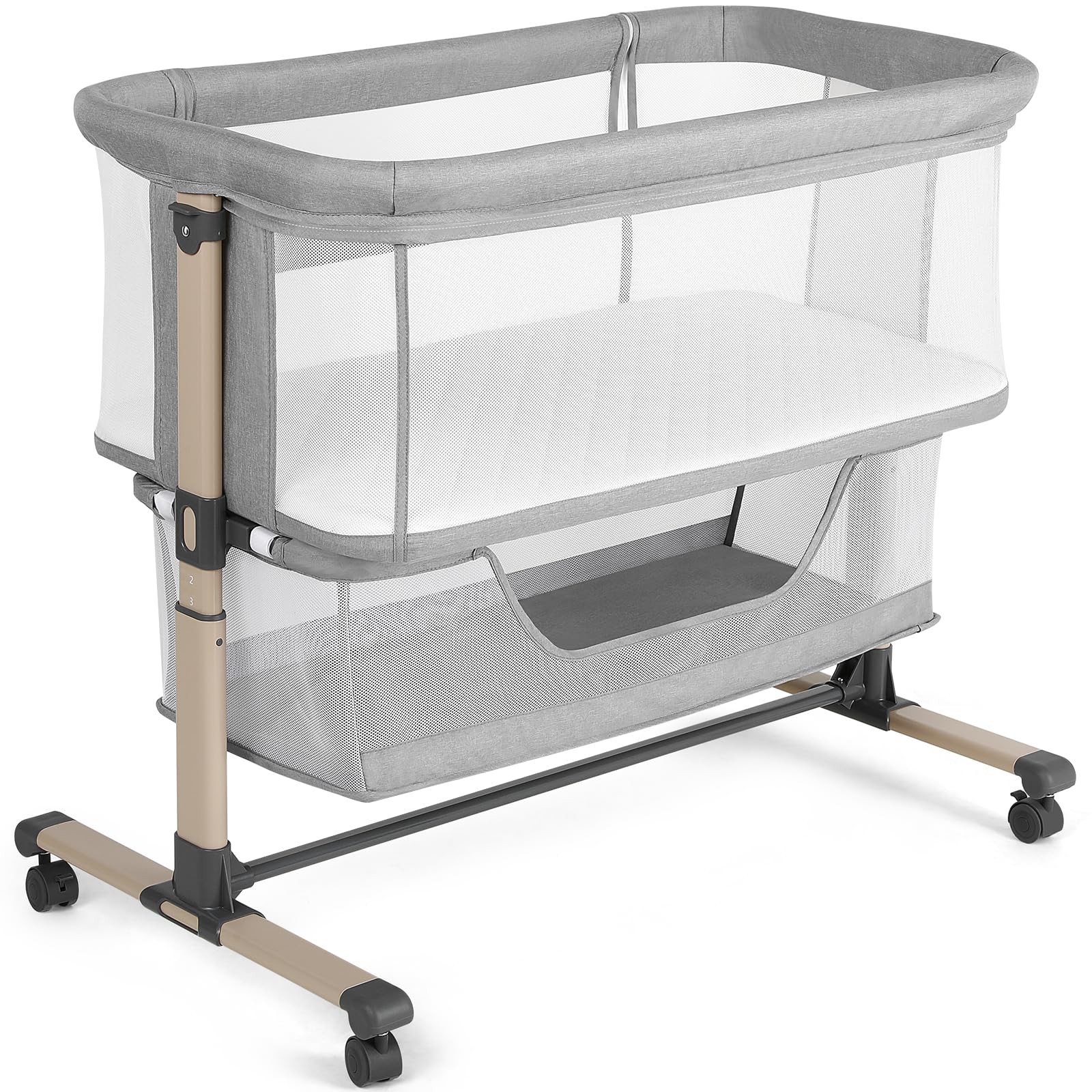Cowiewie Bassinet Bedside Sleeper, Portable, Breathable, Adjustable Baby Beds...