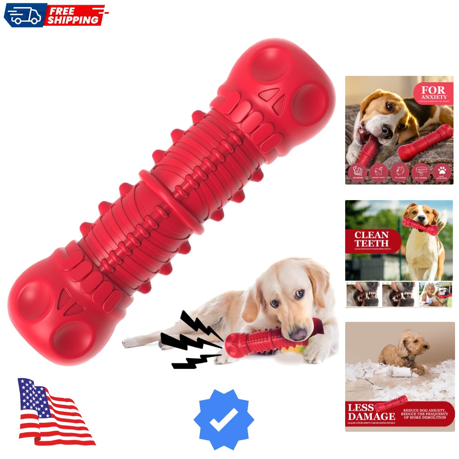 Dog Squeaky Toys for Aggressive Chewers, Durable Chew Toys for Large Medium B...