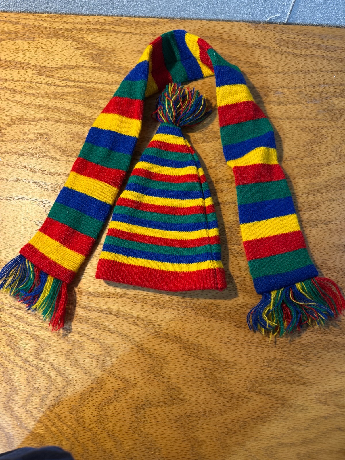 Build a Bear Workshop BABW Knit Winter Rainbow Striped Hat Scarf Christmas   311