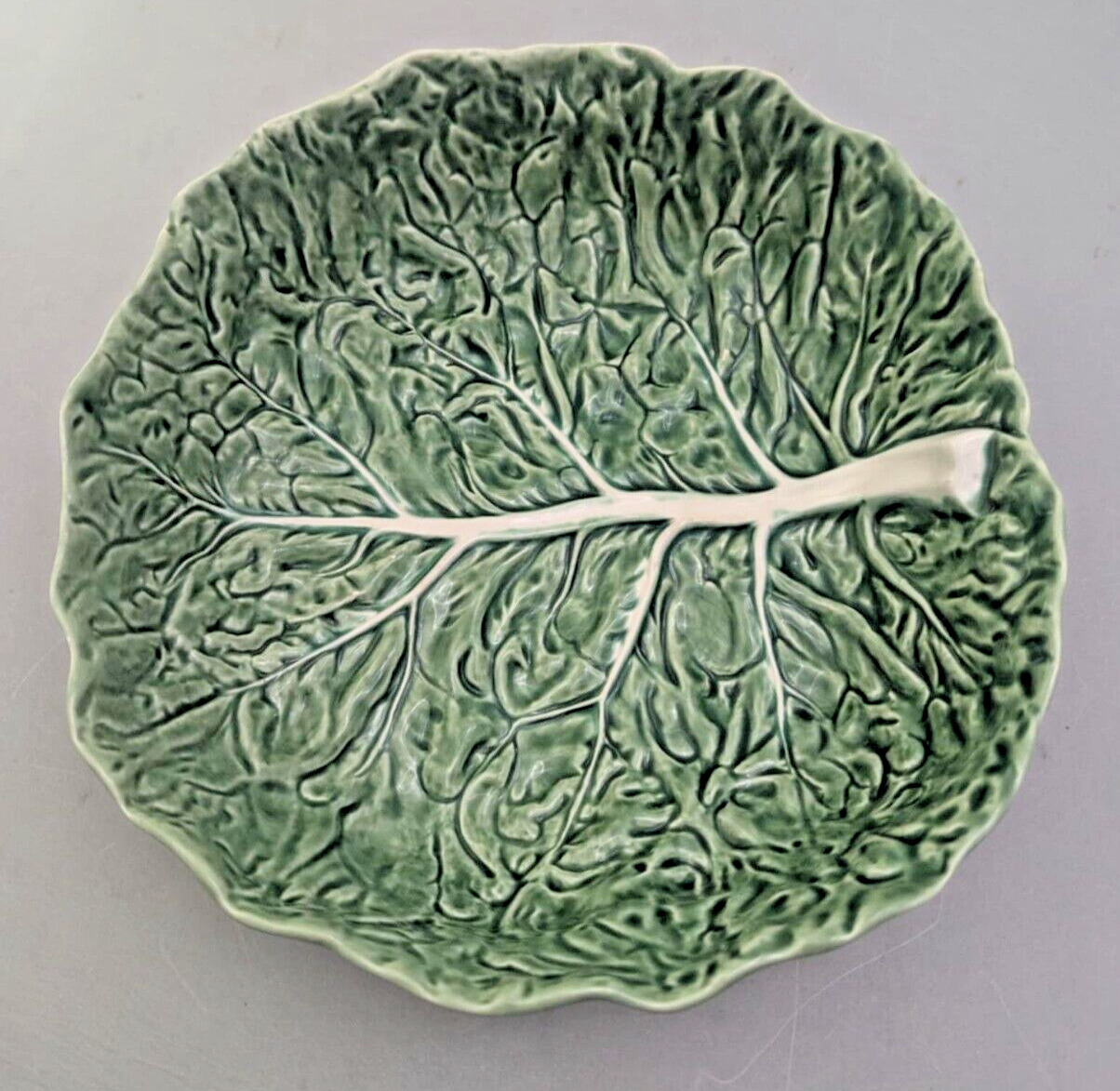 Bordallo Pinheiro Green Cabbage Salad Serving Bowl VTG 10" Portugal