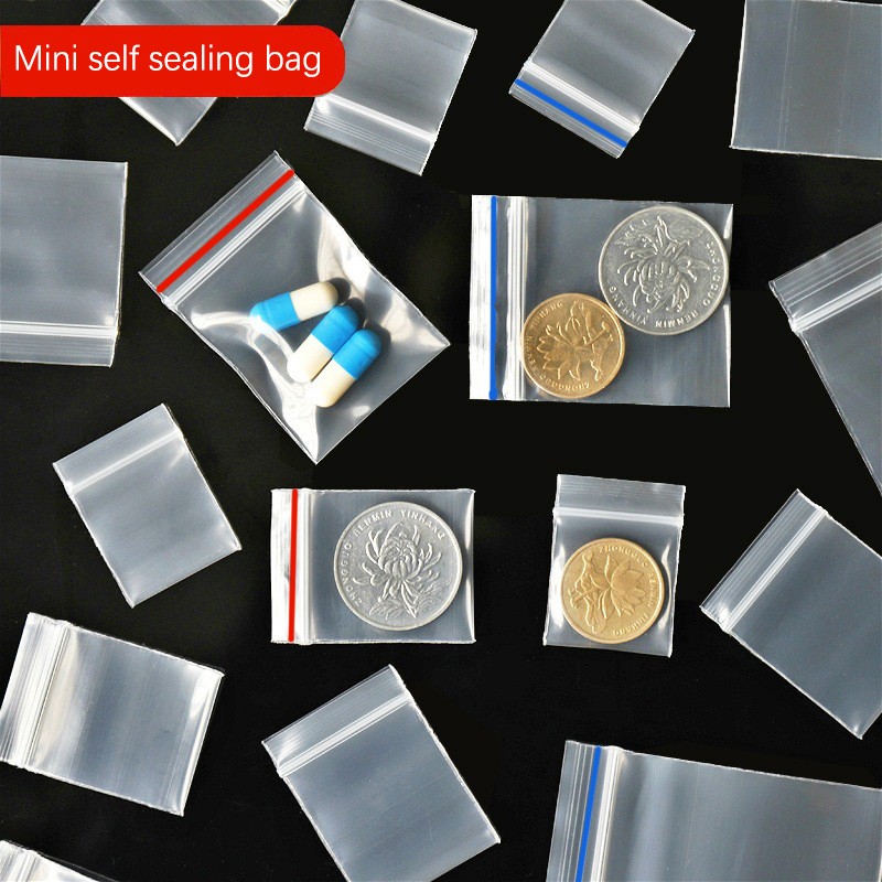 100Pcs PE Plastic Packaging Bag Ziplock Bag Pill Packaging Bag 2x3/2.5x3/3.5x5cm