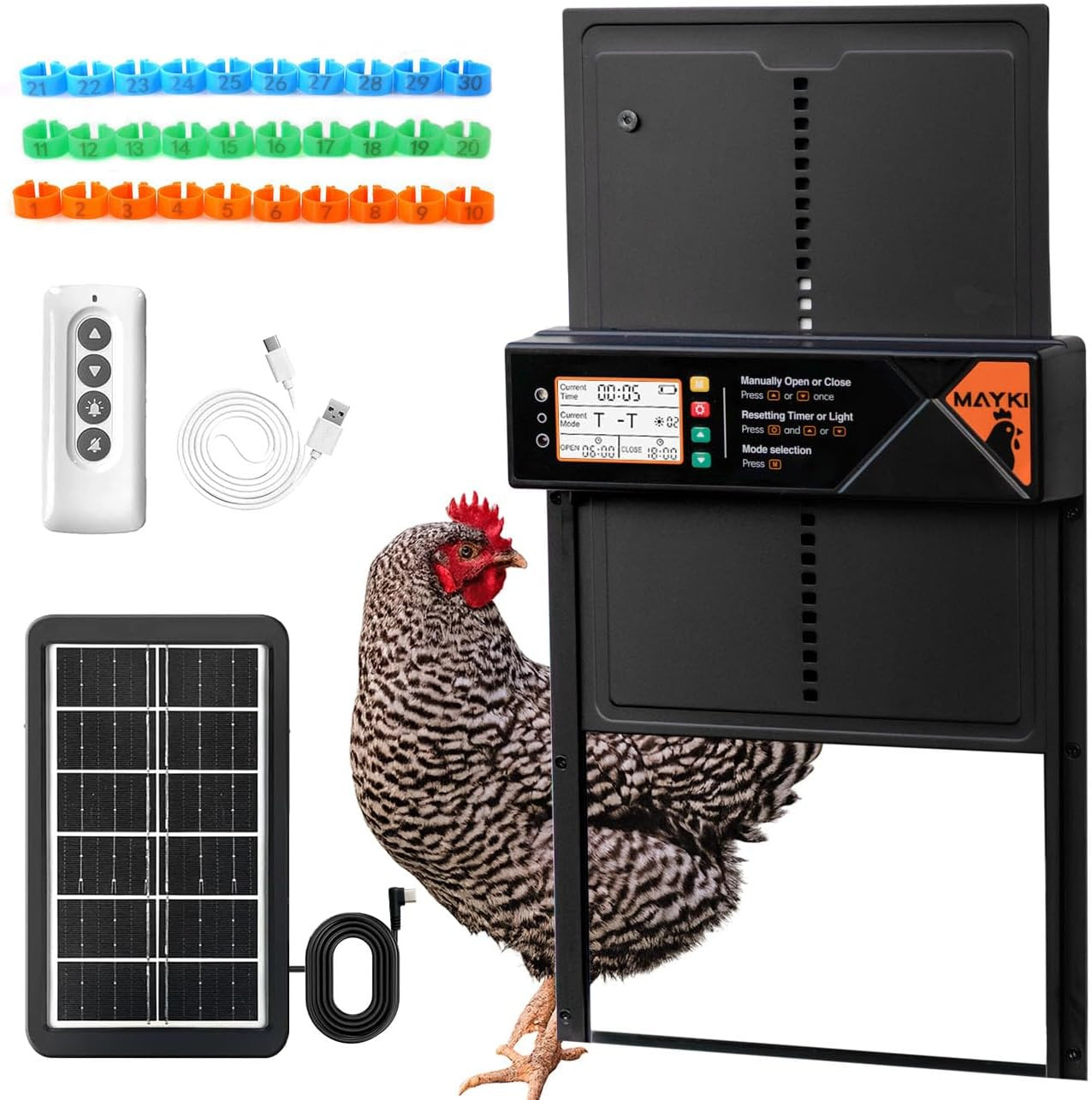 Automatic Chicken Coop Door Solar Powered, Accessories Extra-Large with 4 Auto M