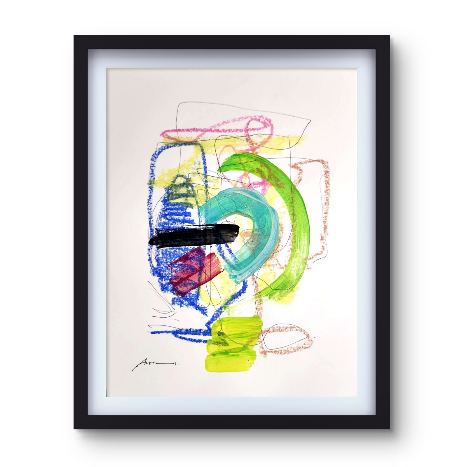 Aleph Original Art 14x11 Abstract Expressionist Painting Gallery Paper