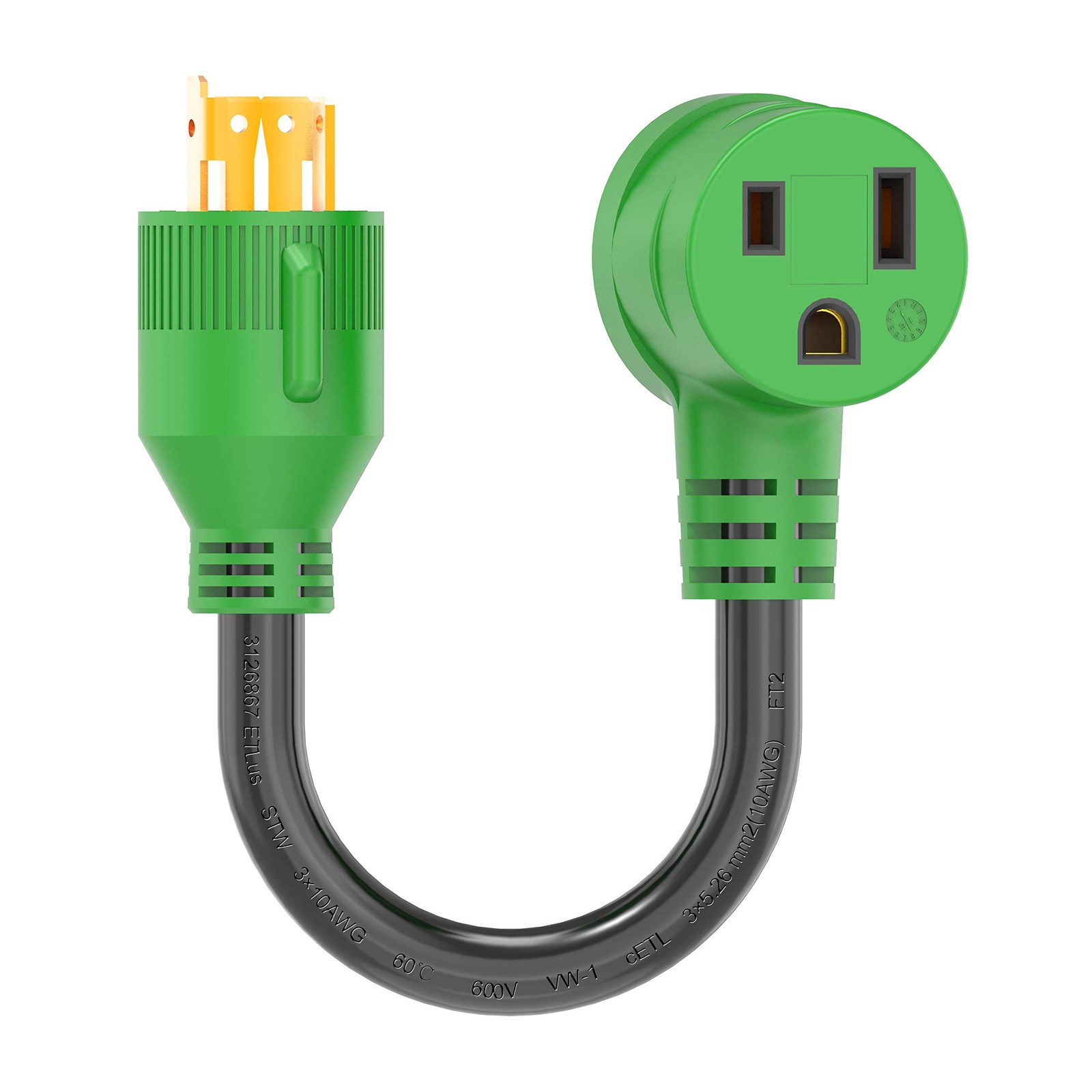 RVGUARD Welder Adapter, Generator 4 Prong 30 Amp to L14-30P/6-50R, Green 