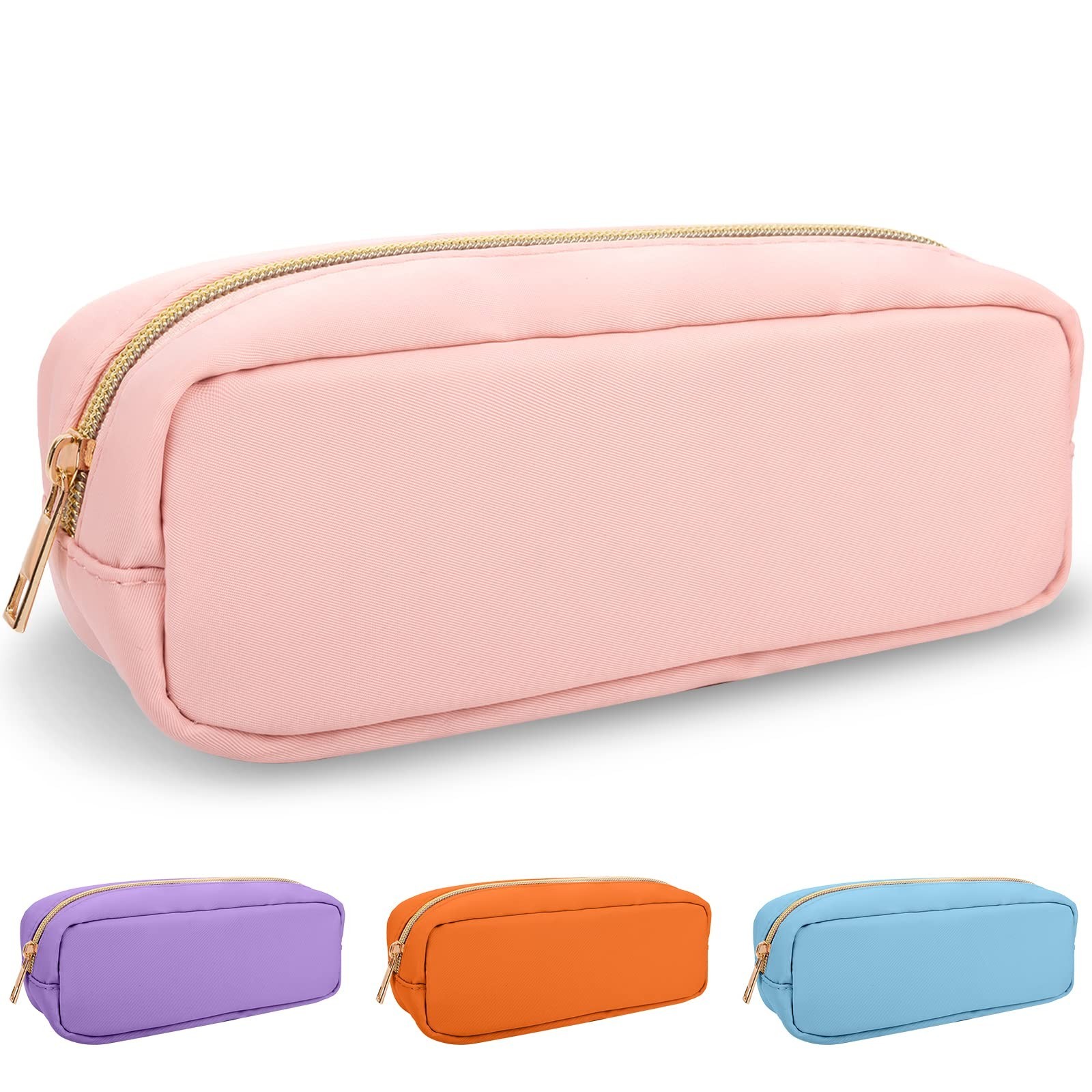 Nylon Slim Makeup Bag, Preppy Cute Makeup Brush Bag Pink Makeup Organizer for...