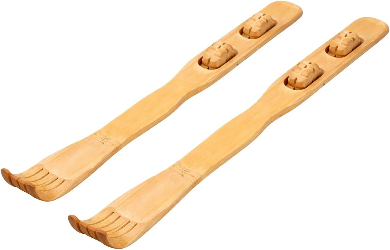 2-Pack Bamboo Back Scratcher by Dependable Industries – Long Reach, Massage Roll