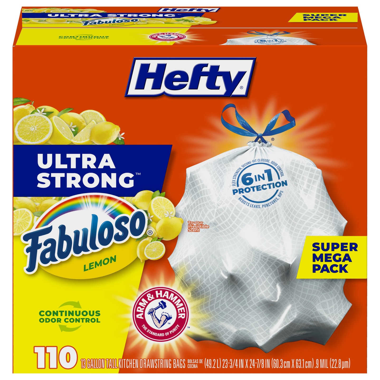 Hefty Ultra Strong 13 Gallon Trash Bags 110 Count Tall Kitchen Size Resist Leaks