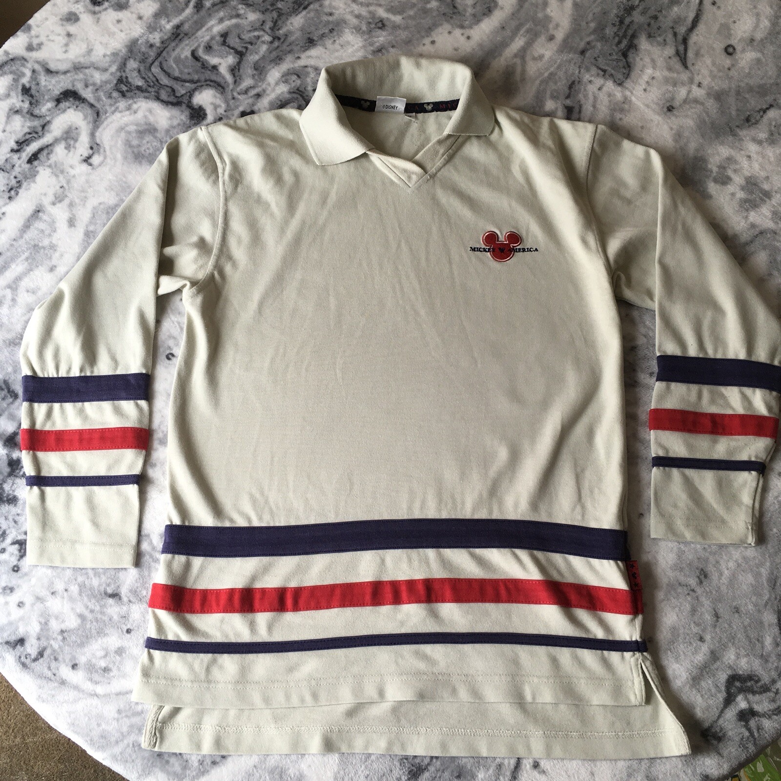 OFFICIAL DISNEY STORE Vintage Mickey Mouse America Jersey Polo Shirt Top Size M