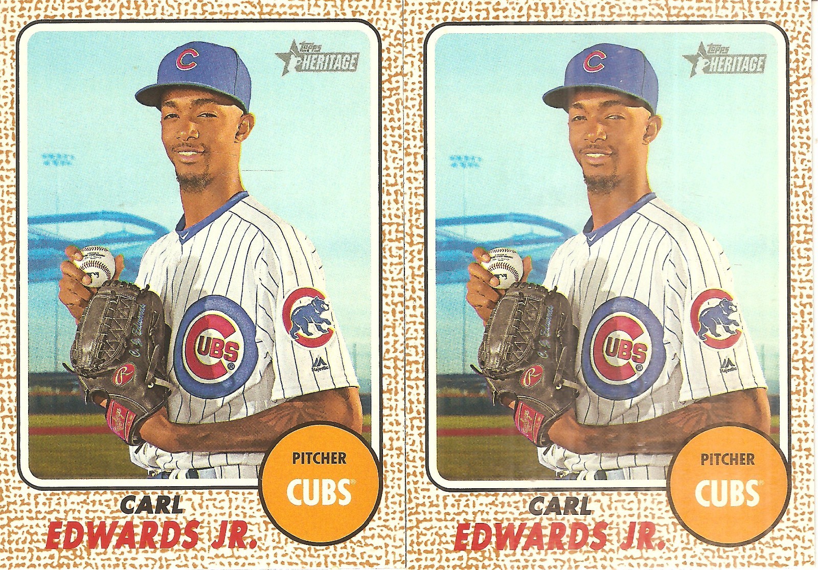 2 CARD 2017 TOPPS HERITAGE CARL EDWARDS JR BASEBALL CARD LOT