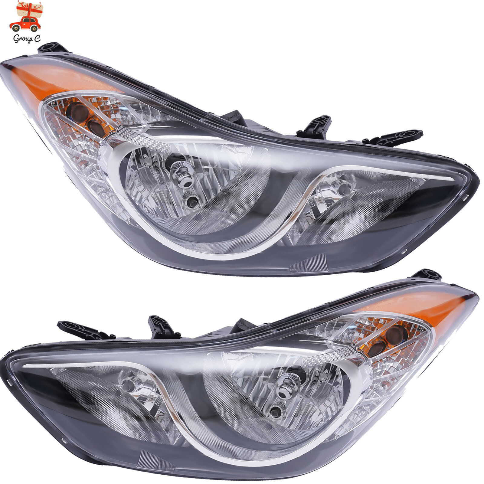 Pair Front Light Halogen Headlight Lamp For Hyundai Elantra 2011-2013 1.8L 2.0L