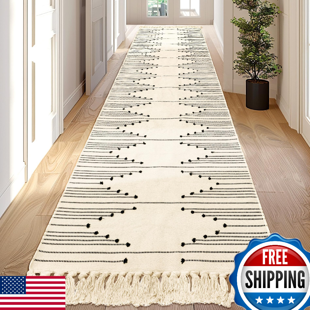 Tritard Boho Hallway Runner Rug 2x12 Washable Lightweight Farmhouse Area Rug