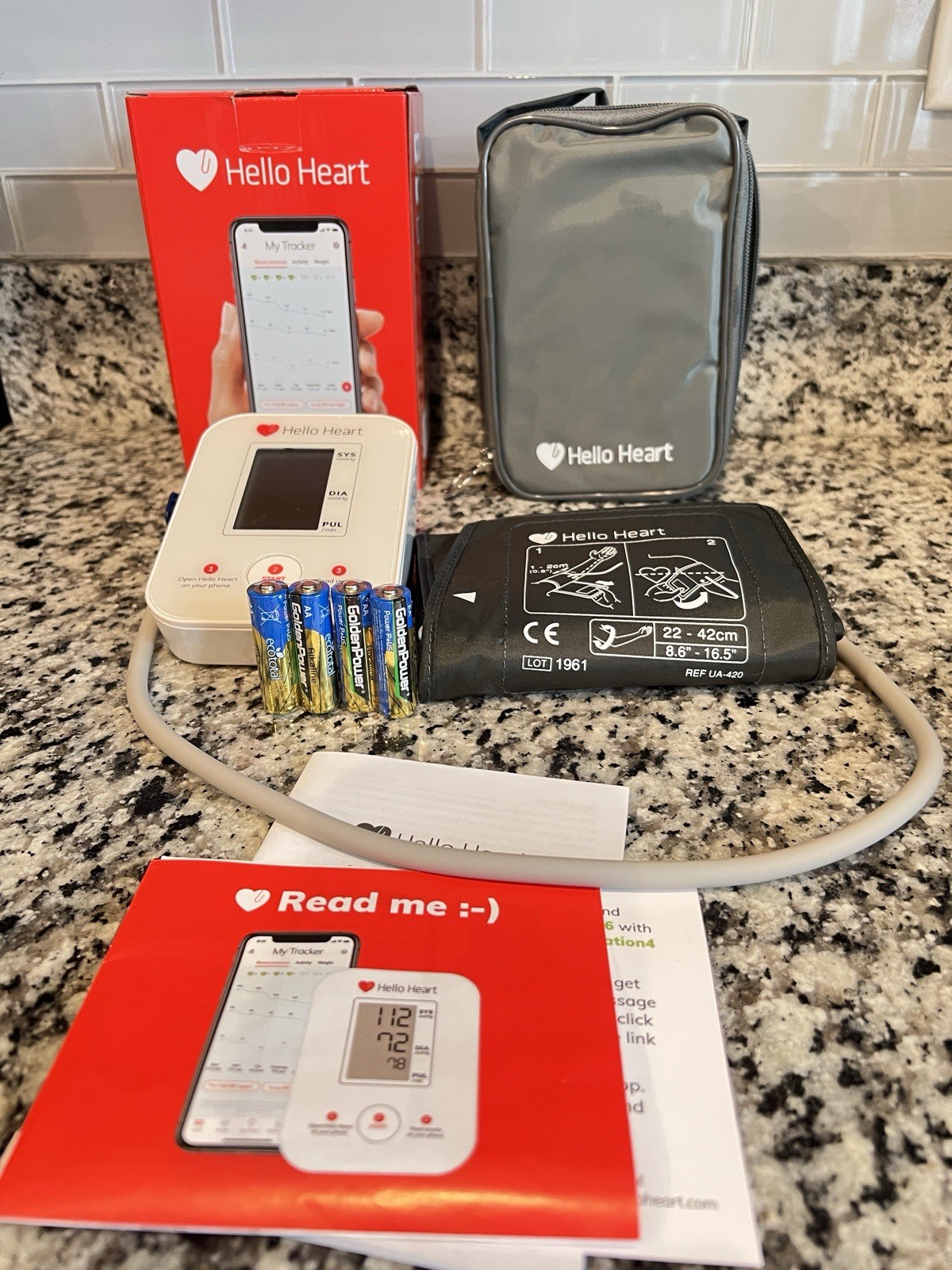 HELLO HEART DIGITAL BLOOD PRESSURE & PULSE MONITOR w/TRAVEL BAG NEW IN BOX