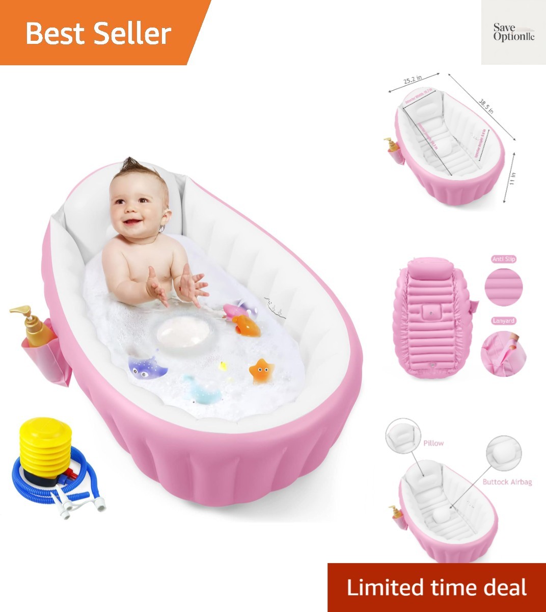 Baby Inflatable Bathtub, Portable Travel Baby Infant Bath Tub Toddler Bathtub...