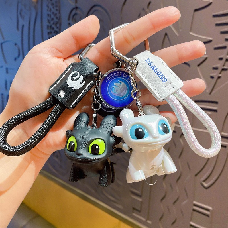 Toothless Dragon Keychain Dynamic Eyes Car Ornament Bag Charm Boyfriend Gift Toy