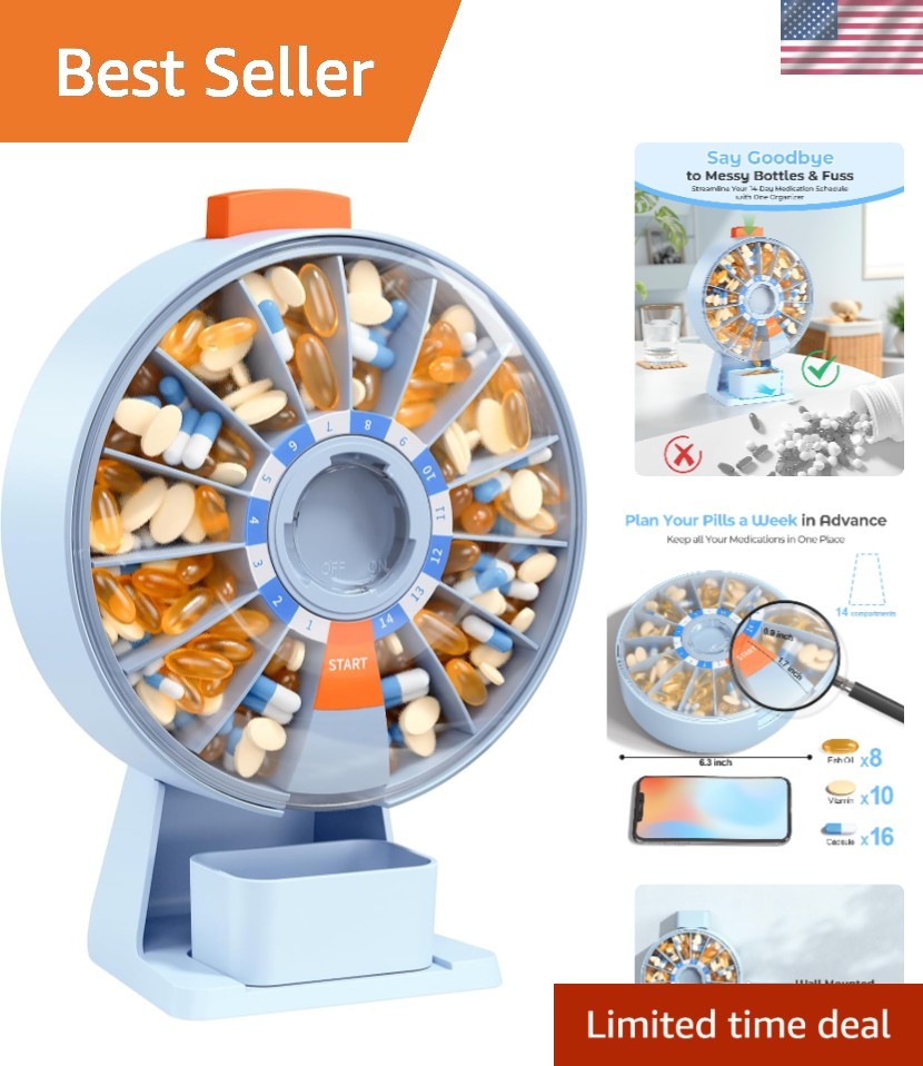 Pill Dispenser Daily, Large Pill Organizer with Wall-Mounted or Standing Use,...