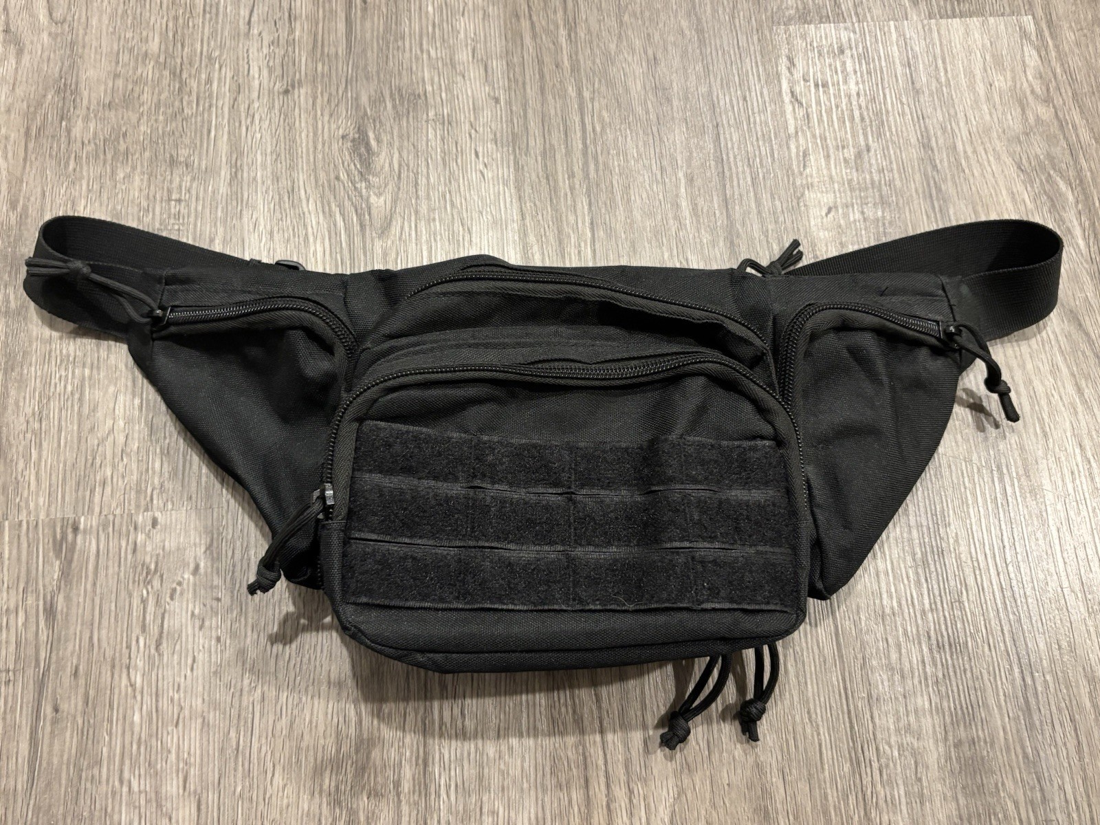 Black Tactical Waist Pack MOLLE Compatible 5 Pockets Adjustable Strap