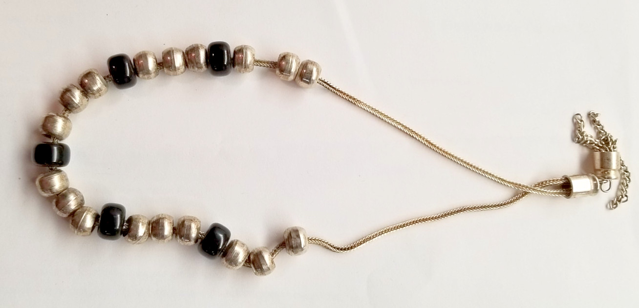 Vintage Greek Worry Beads Silver and Black Color