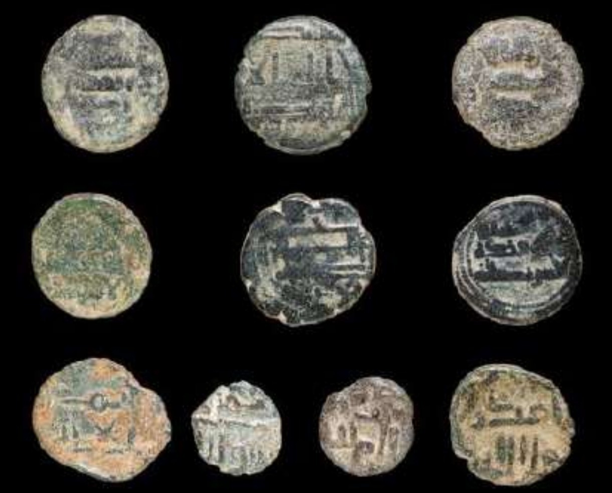 Lot of 9 Medieval Islamic Bronze Coins – Abbasid & Successor Dynasties – Kufic