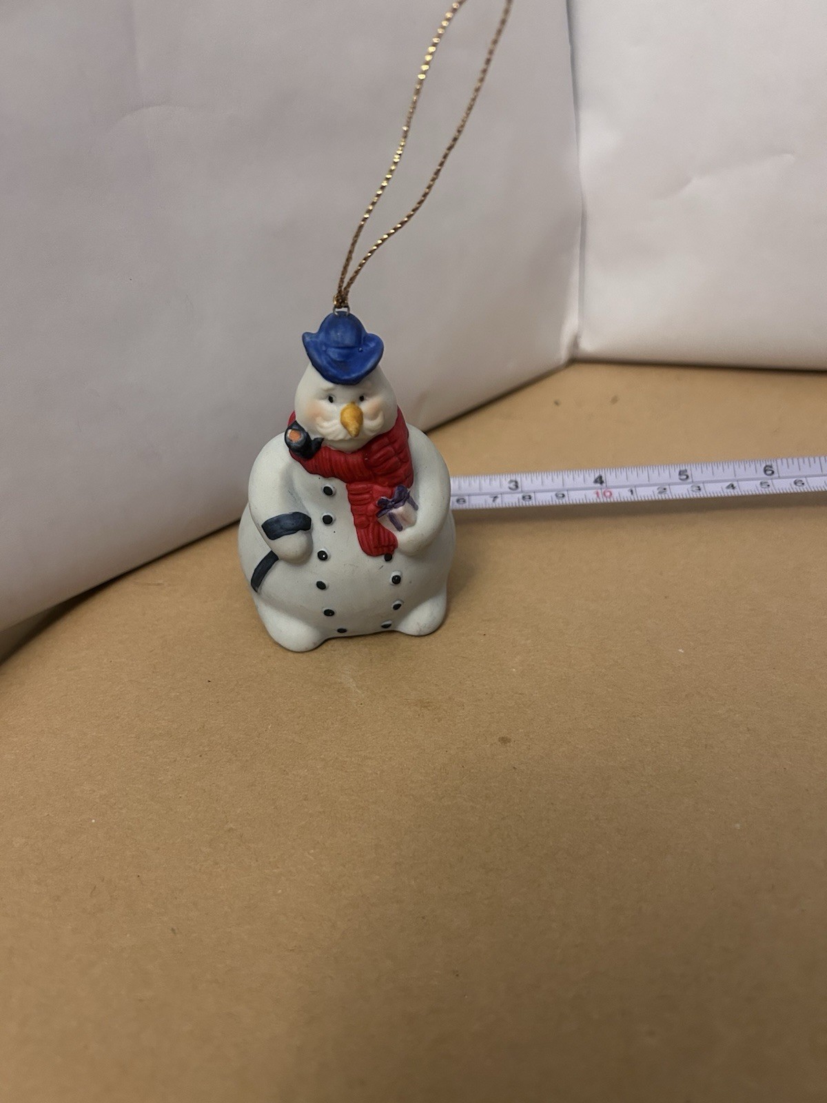 VTG Christmas Ornament Ceramic Snowman Grandpa Enesco c1987