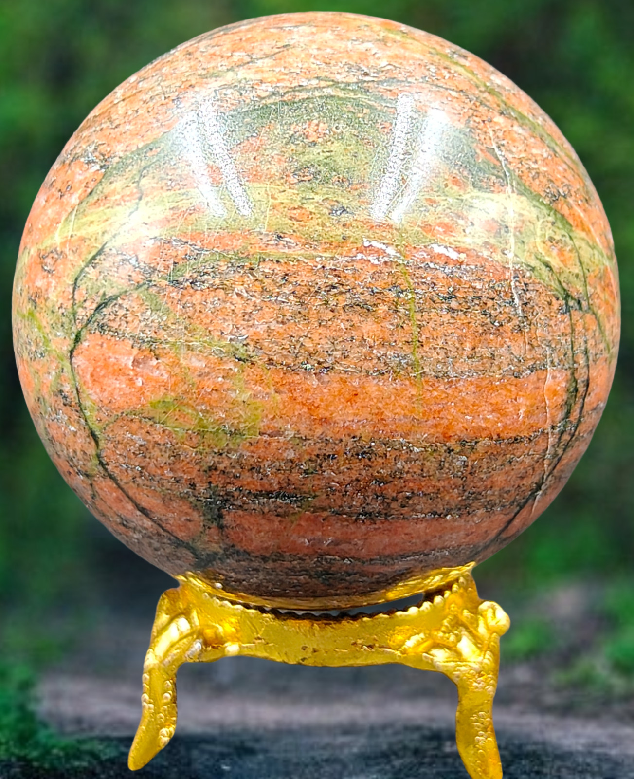 52MM AMAZING Unakite Sphere Ball Healing Crystal Charged Reiki Aura Sphere Ball.