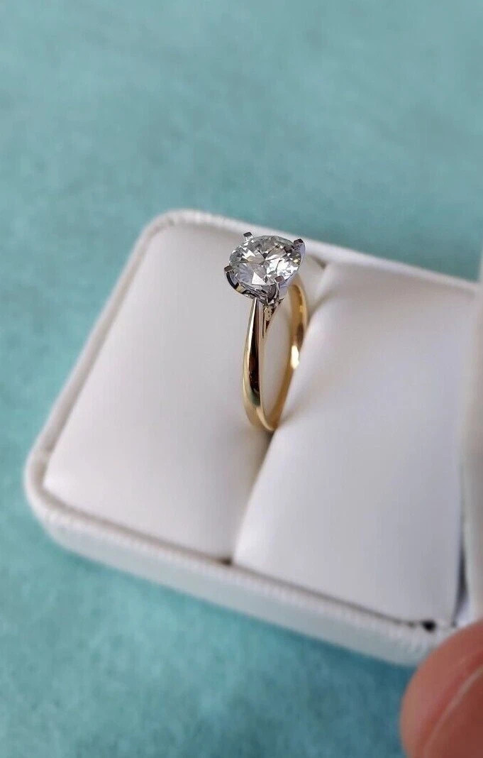2 Carat Moissanite Ring SOLITAIRE ENGAGEMENT RING 14K Yellow GOLD Filled