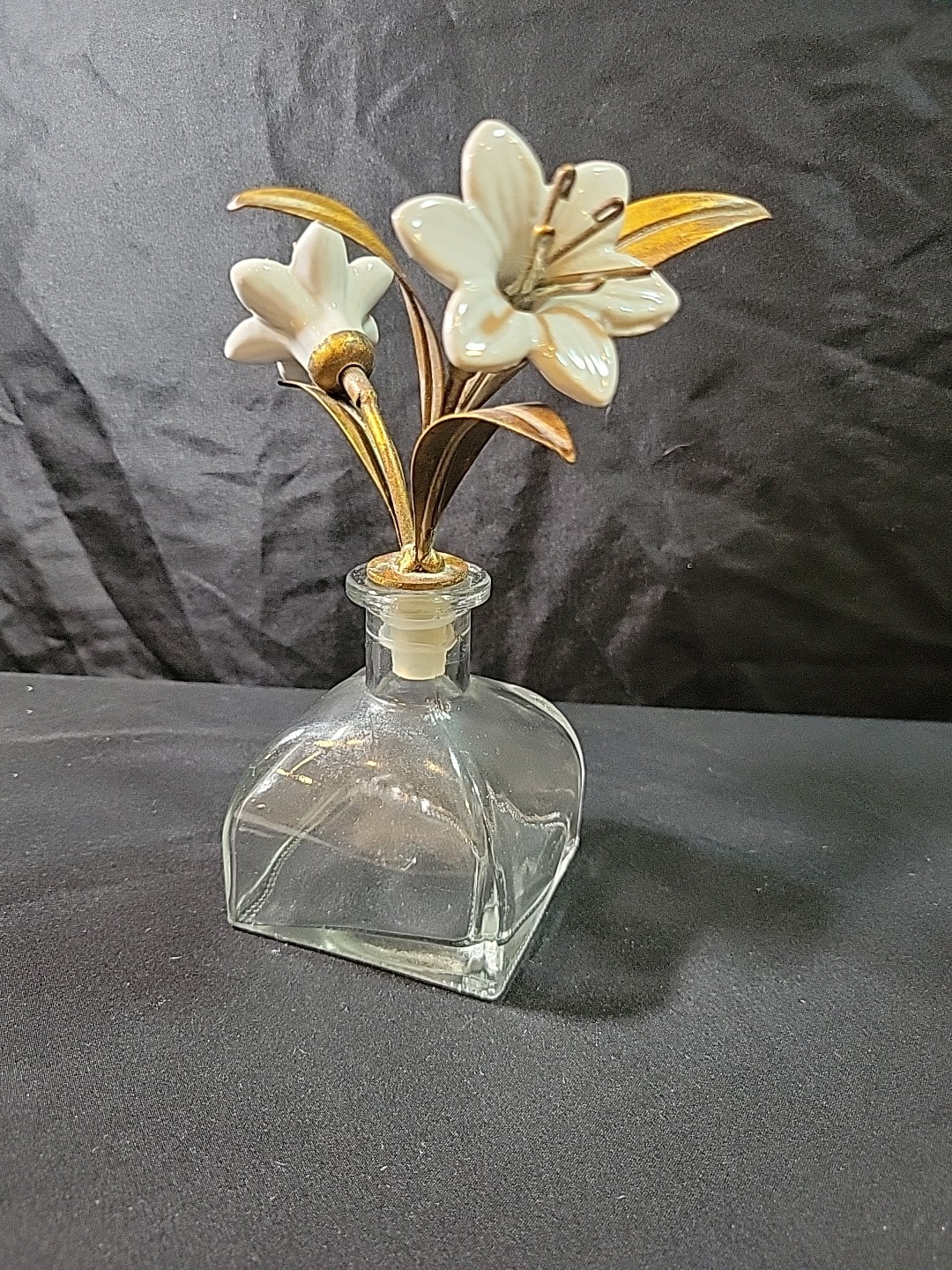 Vintage Ceramic Lily Apothecary Bottle Hollywood Regency Decor