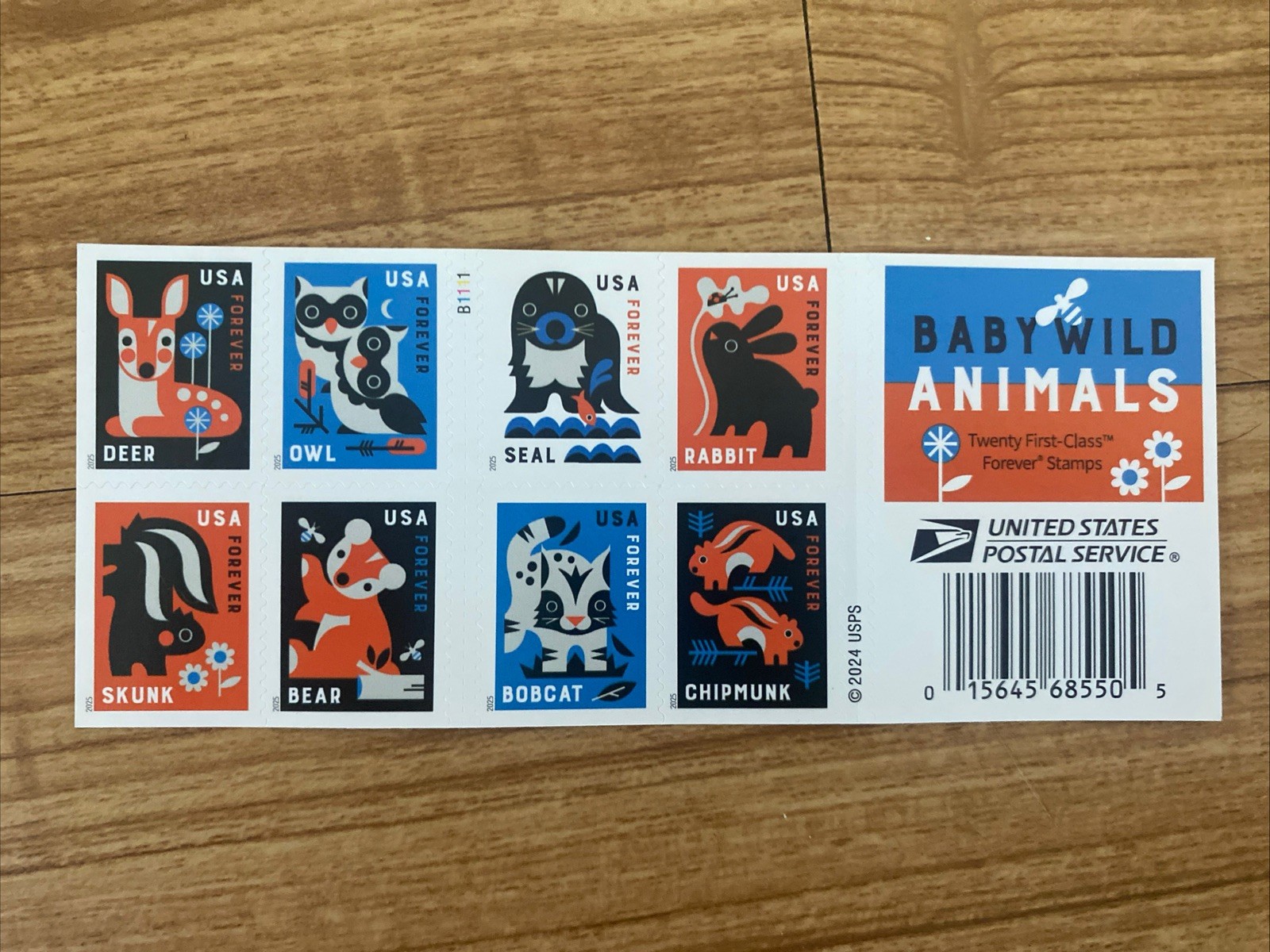 20 USA Forever Stamps Baby Wild Animals ~ Sheet of Stamps