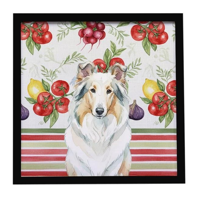Carolines Treasures WDK8188MFP88 Unisex White Collie Vegetables Framed Metal ...
