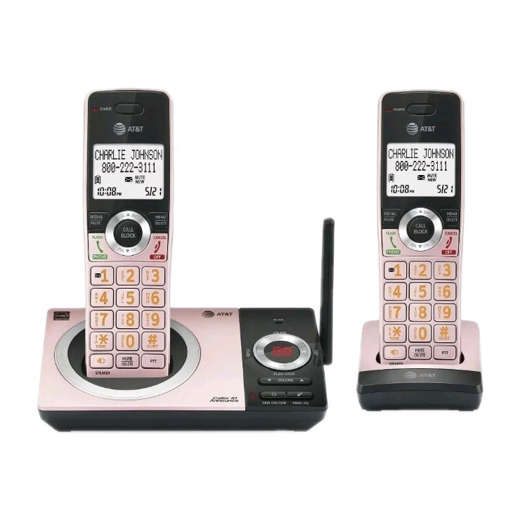 AT&T 2 Handset Answering System Telephones CL82229 Smart Call Blocker ROSE GOLD