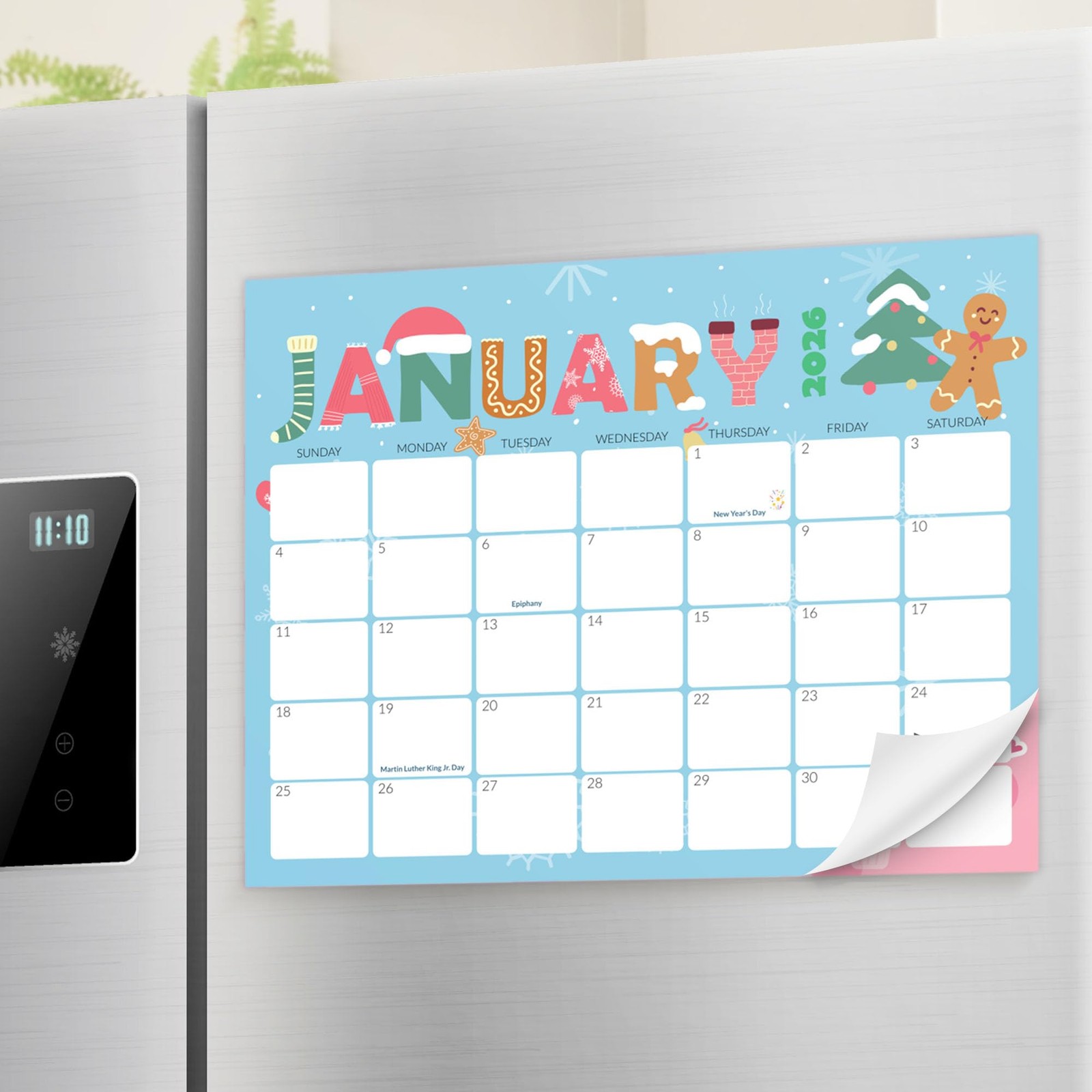 SUNEE Magnetic Calendar for Refrigerator 2026-2027 from 11"x8.5", Cute 