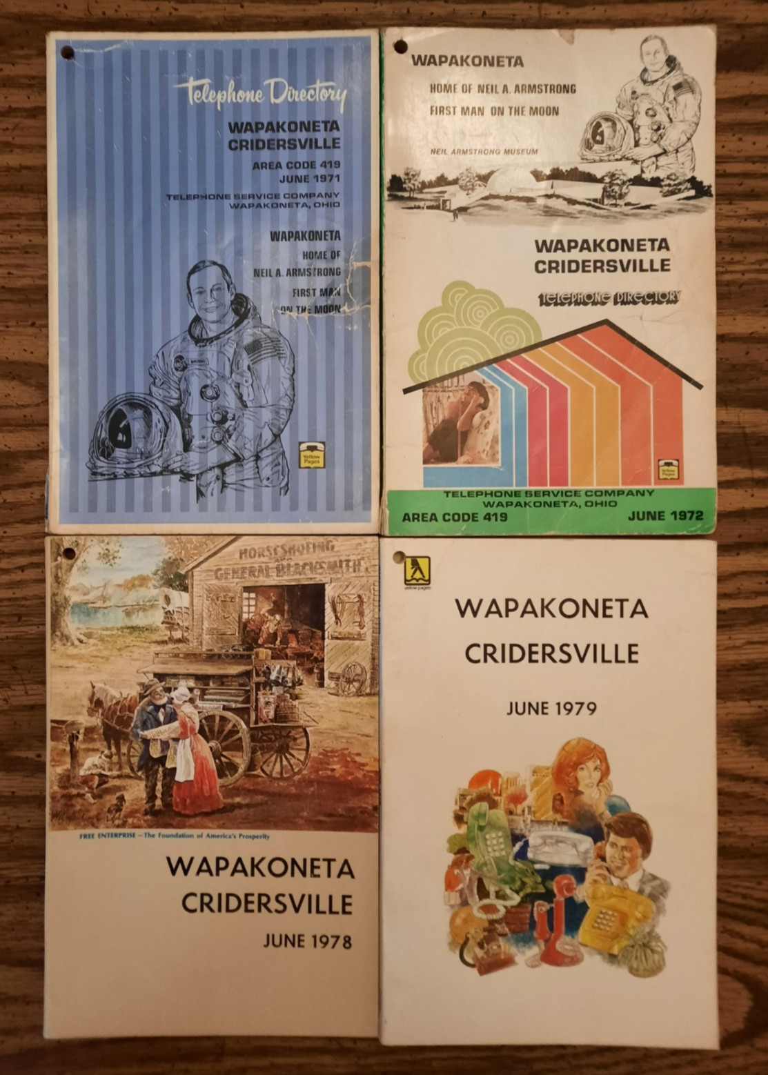 Lot of 4 1971,72,78,79 Wapakoneta-Cridersville OH Telephone Directory phone book
