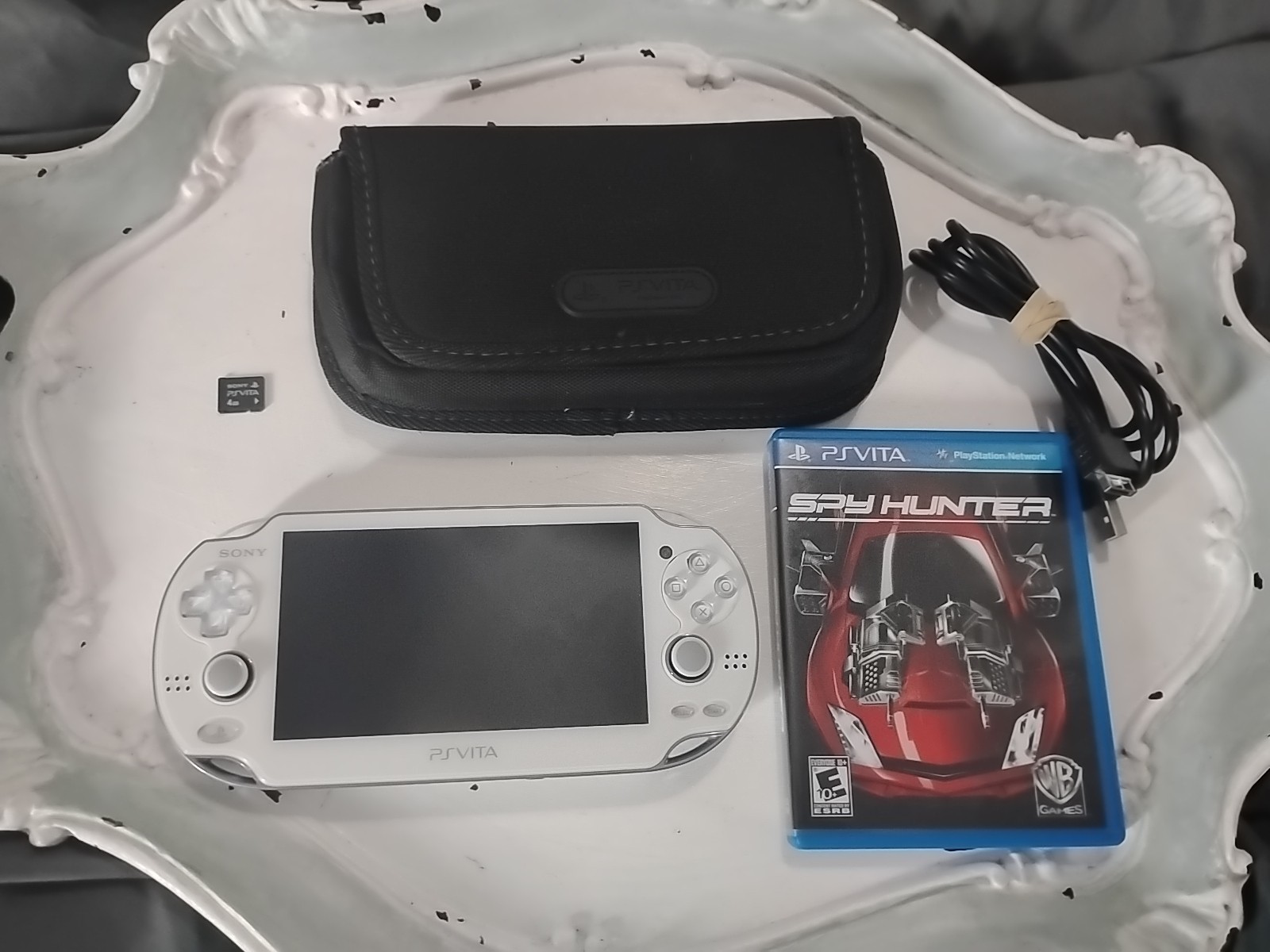 Sony PlayStation Vita PCH-1001 OLED Touch Game Memory Card Charger Case Bundle