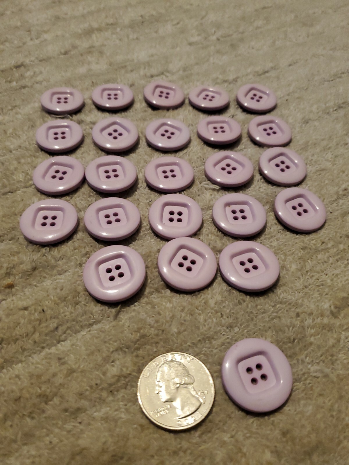 Vintage Purple/Lavender Colored 4 Hole Buttons ~ Lot of 24 ~ Very Nice PreOwned!