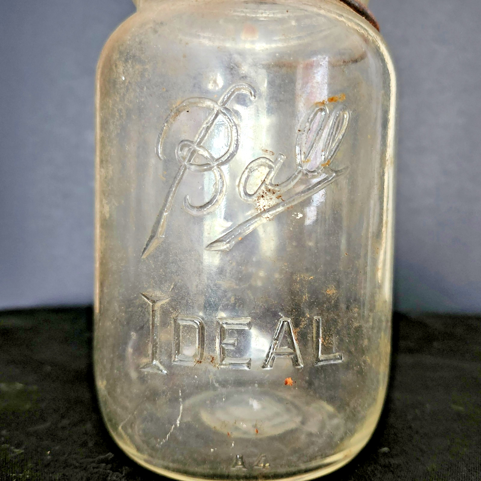 Antique Ball Ideal Mason Jar Original Glass Lid Wire Bail Clear Fruit Jar