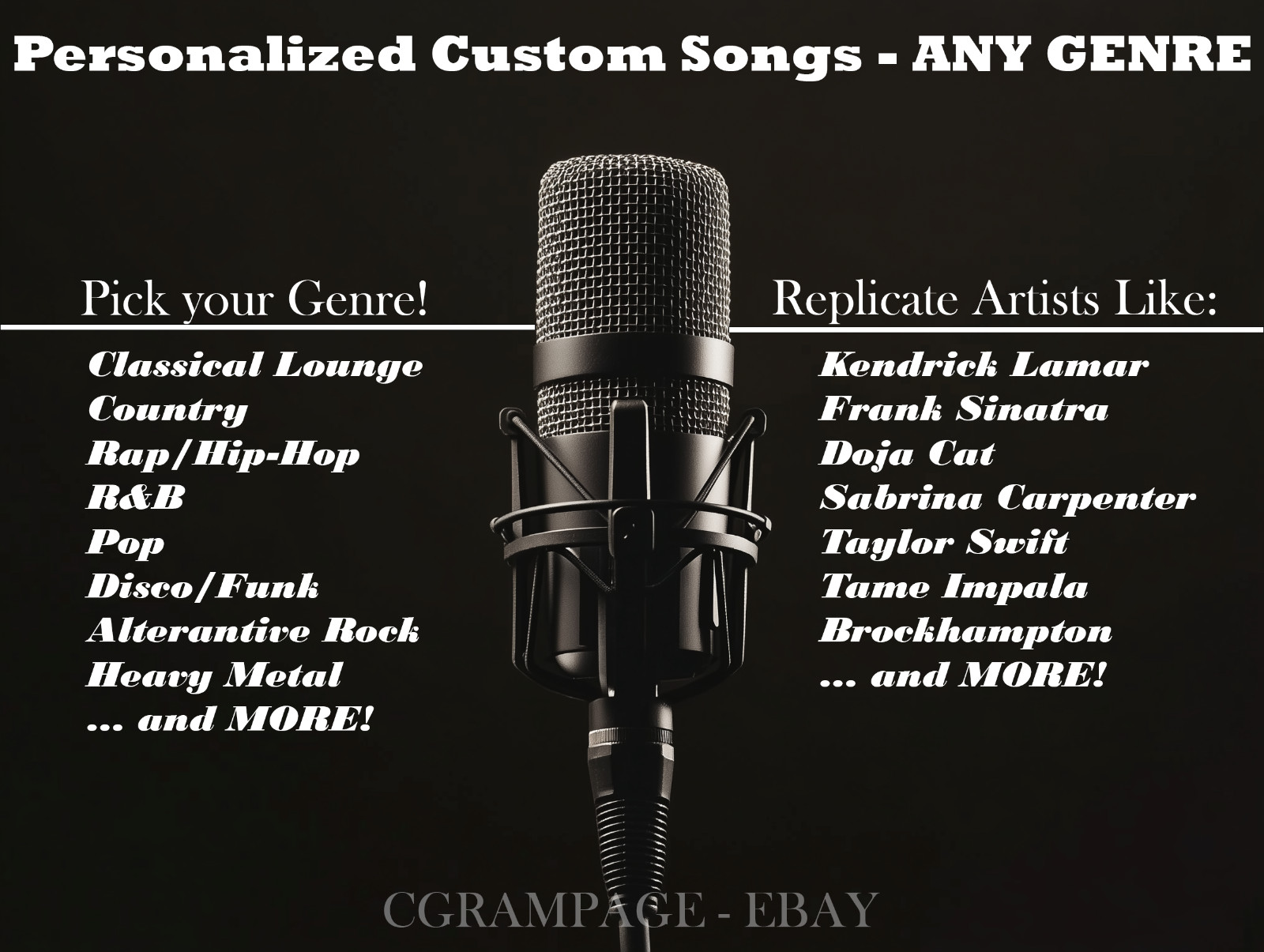 PERSONALIZED Custom Songs (ANY GENRE) - Studio-Quality, Professional Music Gift