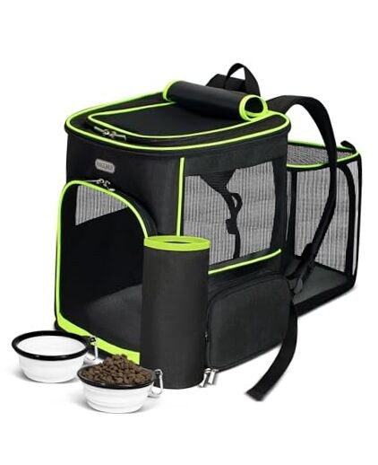  Cat Carrier Backpacks, Retractable Pet Carrier Backpack for Expandable Black