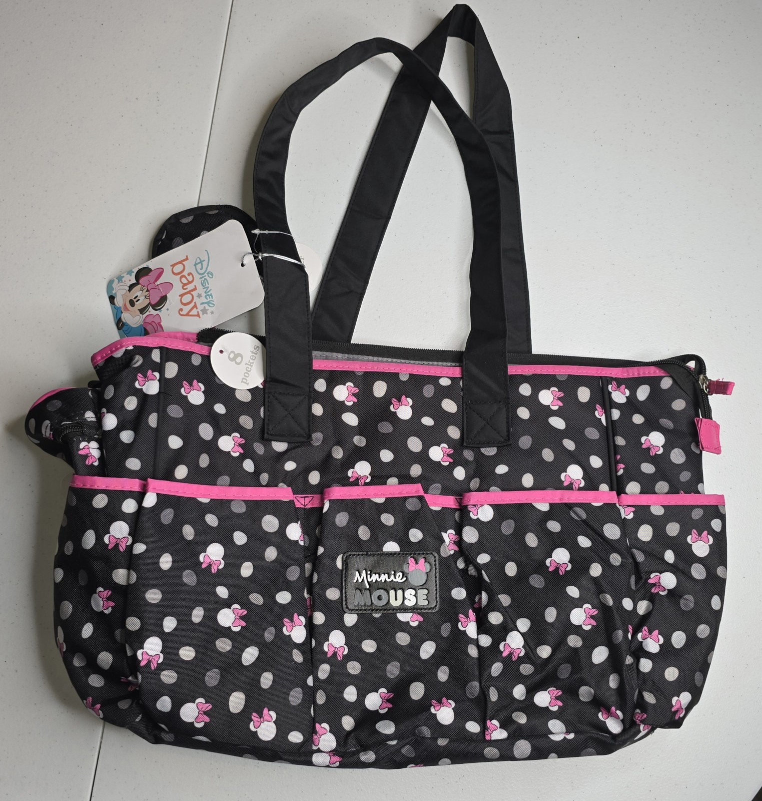 DISNEY Minnie Mouse Diaper Bag With 4 Accessories 8 Pockets NWT -1007
