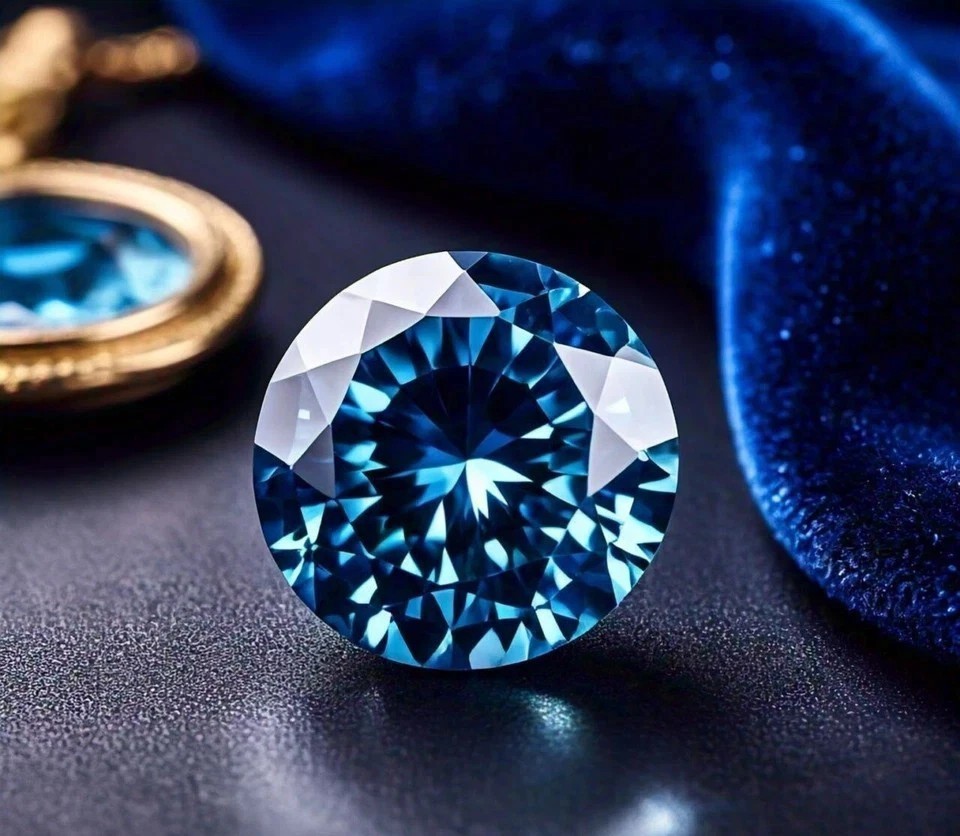 3 CT Lab-Grown Round Cut Natural Blue Color Diamond VVS1 Clarity Certified E408