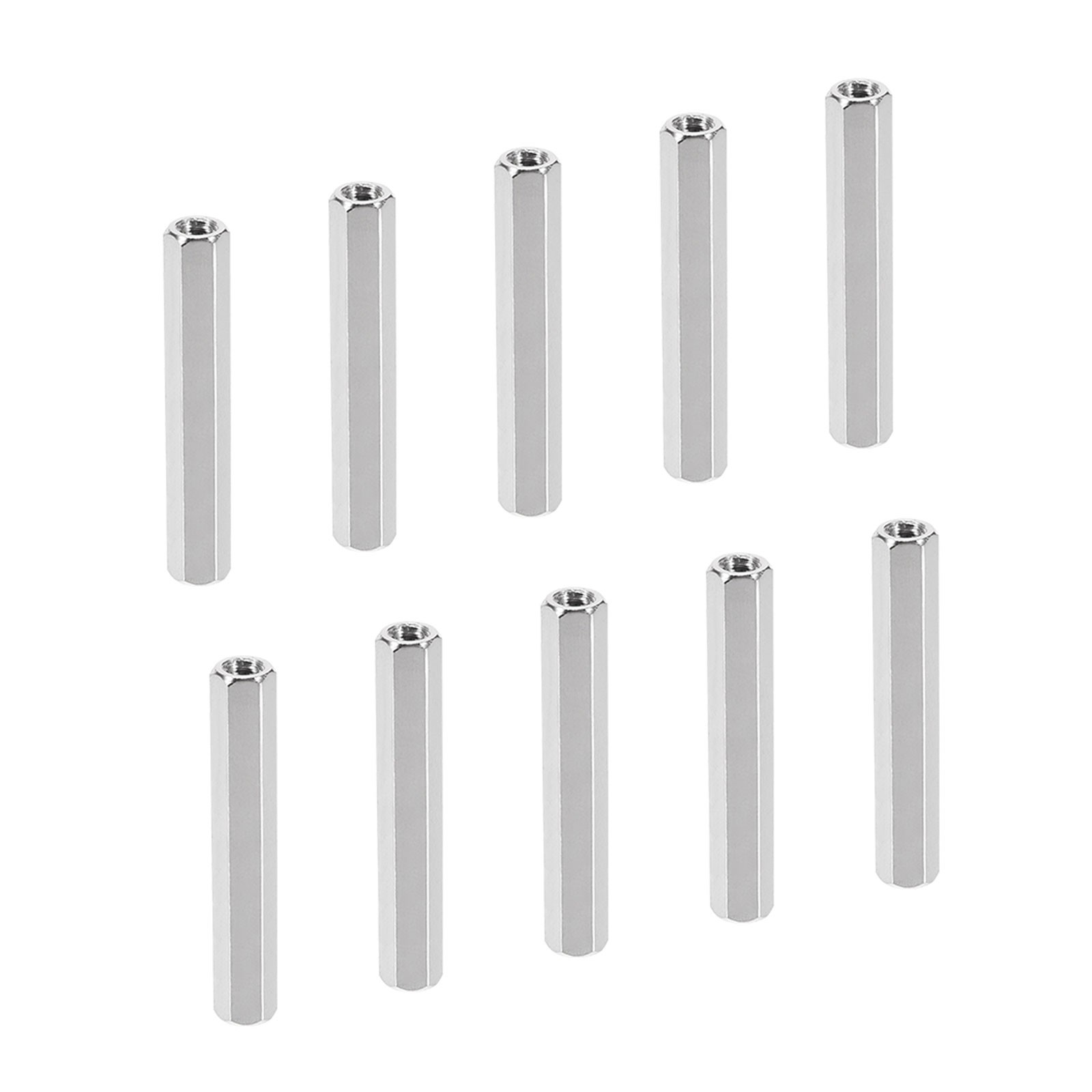 10 Pcs M4 Spacers, Brass Hex PCB Standoffs Nuts (Silver Tone, 40mm)
