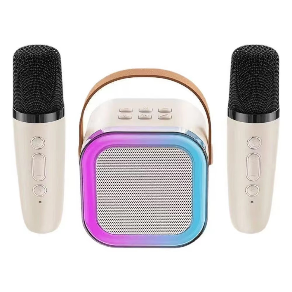 Portable Bluetooth Karaoke Machine with 2 Dual Wireless Microphones LED Nightlig