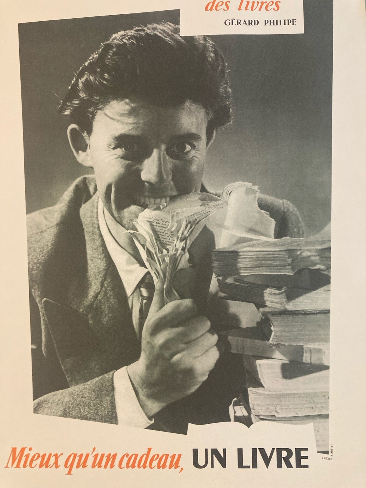 Very Pretty Rare Poster Original Lucien Lorelle Gerard Philippe Book Antique