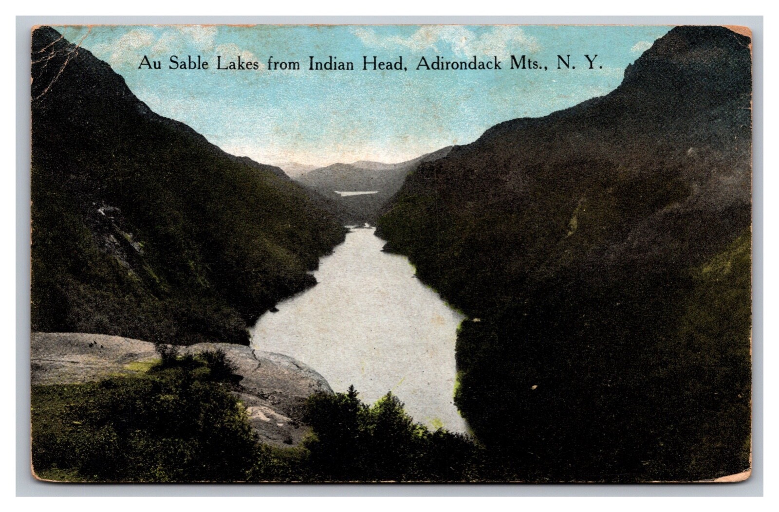 Adirondack Mountains NY Au Sable Lakes from Indian Head Postcard Posted 1916