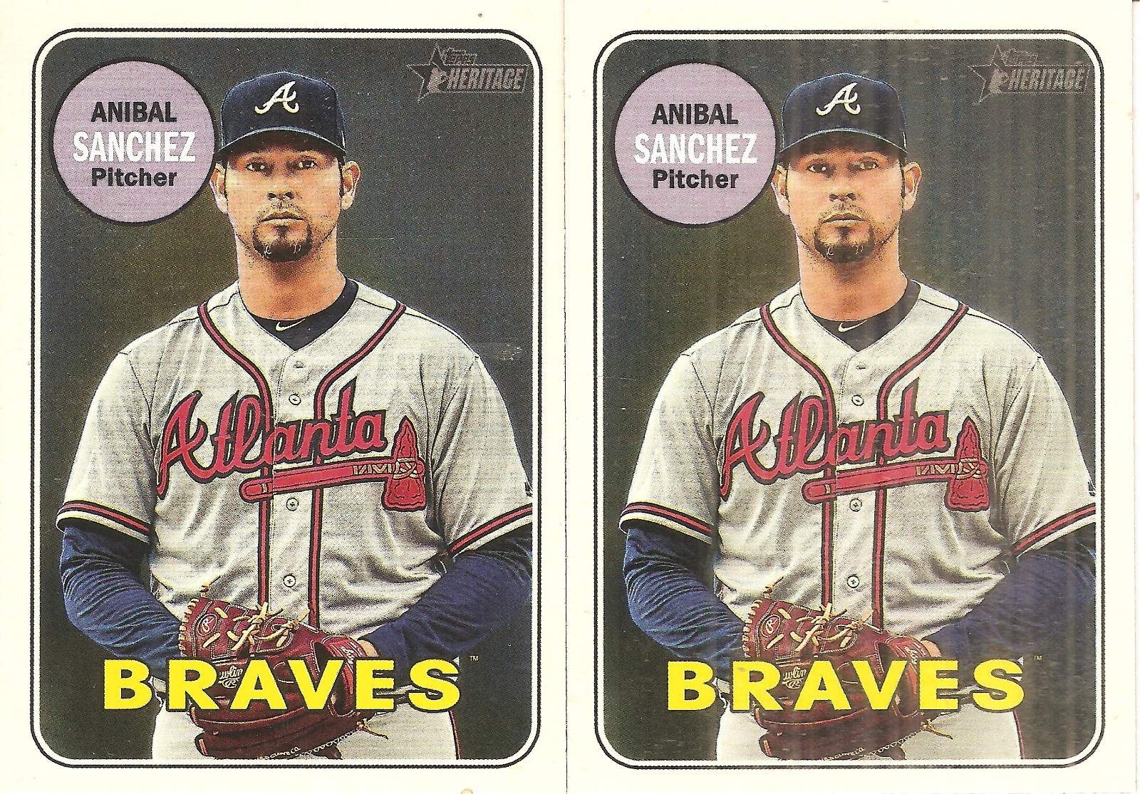 2 CARD 2018 TOPPS HERITAGE ANIBAL SANCHEZ BASEBALL CARD LOT