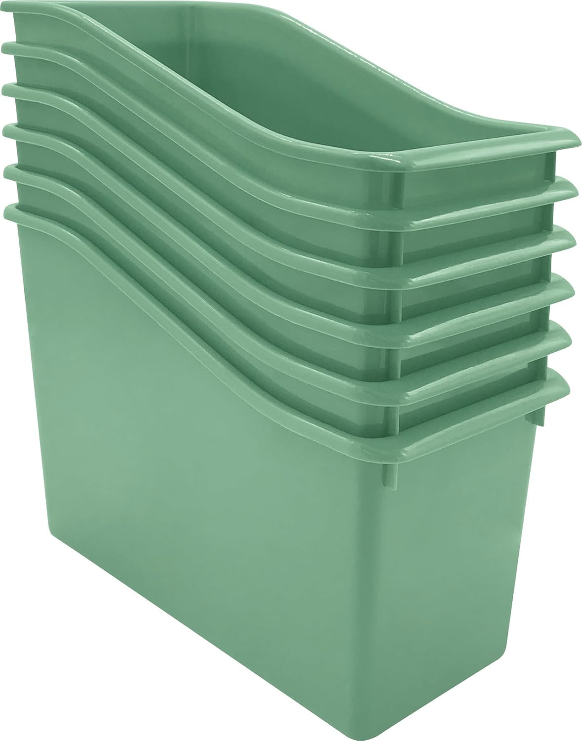 Eucalyptus Green Plastic Book Bin 6-Pack (TCR2088686)